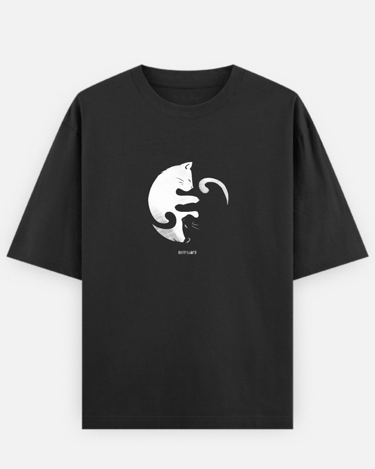 CAT YIN-YANG || Unisex Comfort Oversized Tee