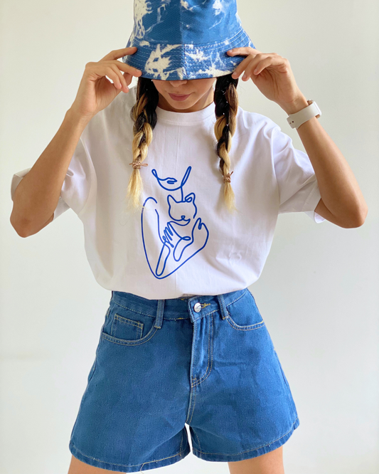 CAT MOM | Comfort Oversized White Tee