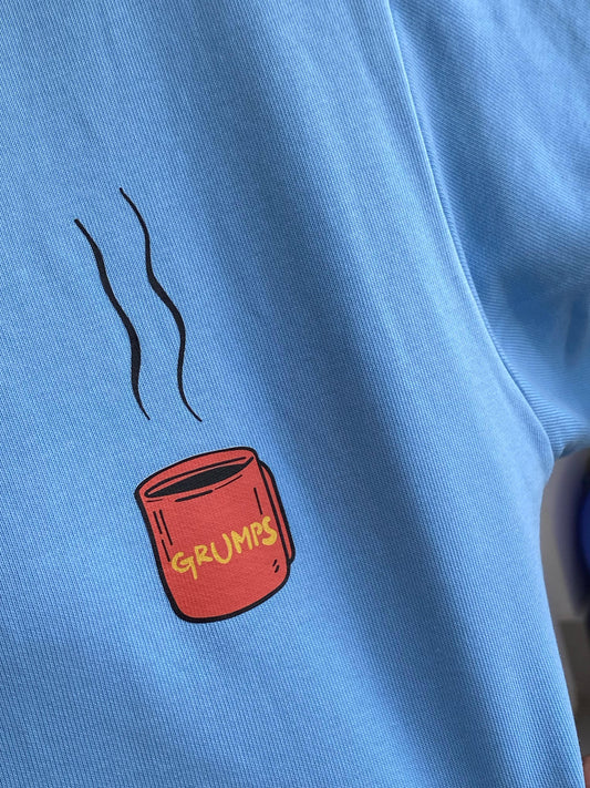 AN ESPRESSO A DAY KEEPS THE GRUMPY CAT AWAY | Unisex Luxe Oversized Blue Tee