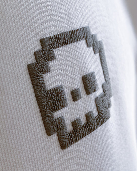 GREY GHOST LOW-KEY HAUNTED | Luxe Oversized Puff Printed White Tee