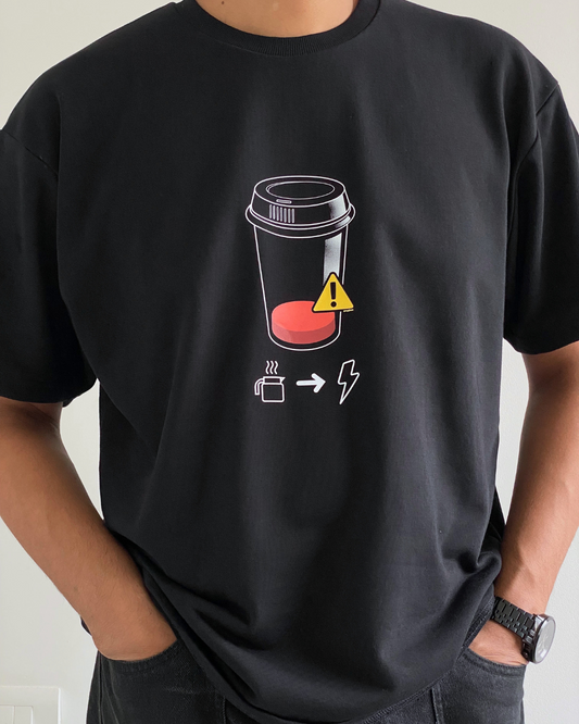 NO COFFEE, NO CHARGE | Unisex Luxe Oversized Black Tee