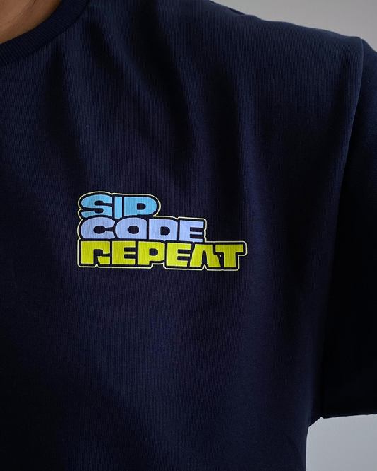 SIP. CODE. REPEAT. | Unisex Luxe Oversized Navy Blue Tee