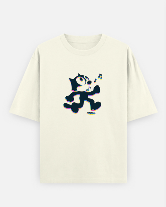 WHISTLING FELIX CAT | Comfort Oversized Off White Tee