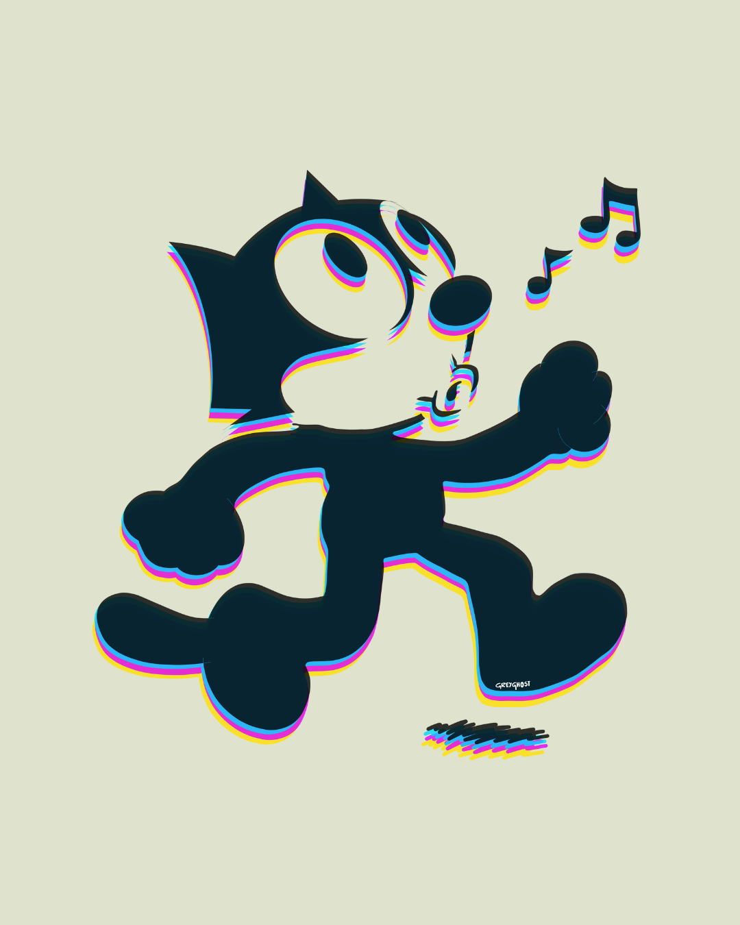 WHISTLING FELIX CAT | Comfort Oversized Off White Tee