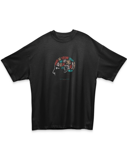 BRAIN ANATOMY OF A COFFEE ADDICT | Comfort Oversized Black Tee