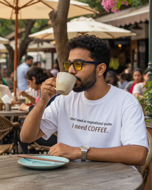 I NEED COFFEE | Unisex Luxe Oversized White Tee
