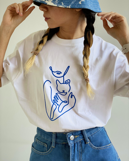 CAT MOM | Comfort Oversized White Tee