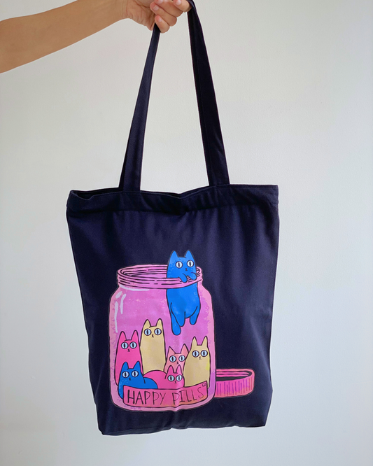 JAR OF HAPPY PILLS | Tote bag with zipper