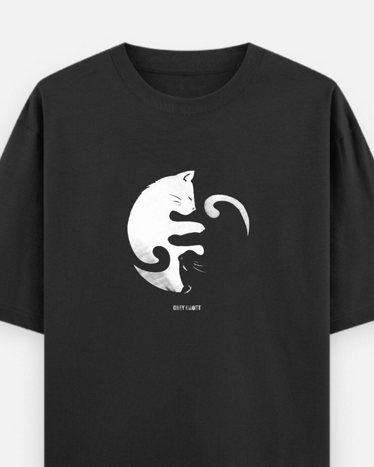 CAT YIN-YANG || Unisex Comfort Oversized Tee