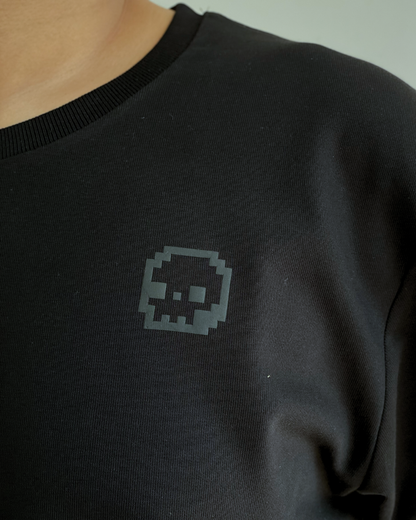 GREY GHOST LOW-KEY HAUNTED | Luxe Oversized Puff Printed Black Tee