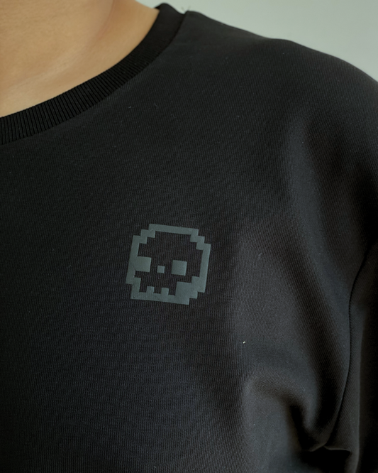 GREY GHOST LOW-KEY HAUNTED | Luxe Oversized Puff Printed Black Tee