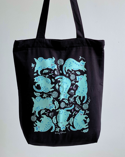 KALAMKITTY || Black Tote Bag with Zipper