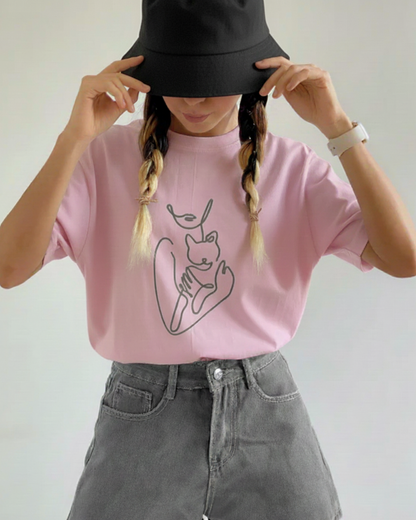 CAT MOM | Comfort Oversized White Tee