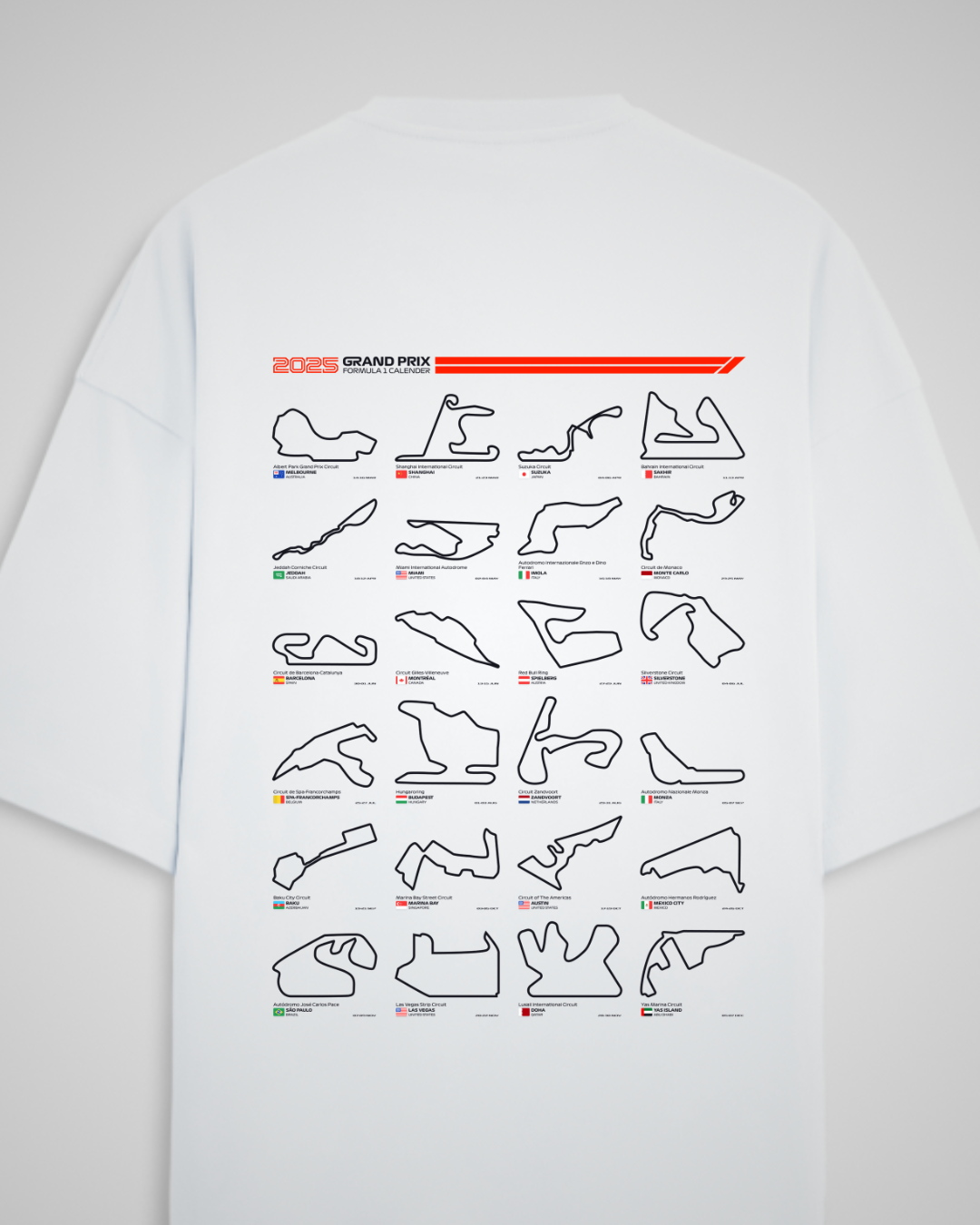 F1 SCHEDULE 2025 || Unisex Luxe Oversized Tee
