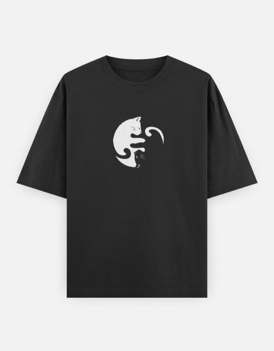 CAT YIN-YANG || Unisex Comfort Oversized Tee