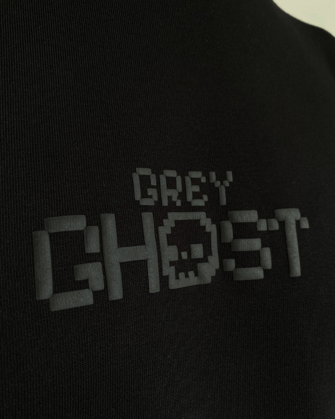GREY GHOST | Luxe Puff Print Oversized Black Tee
