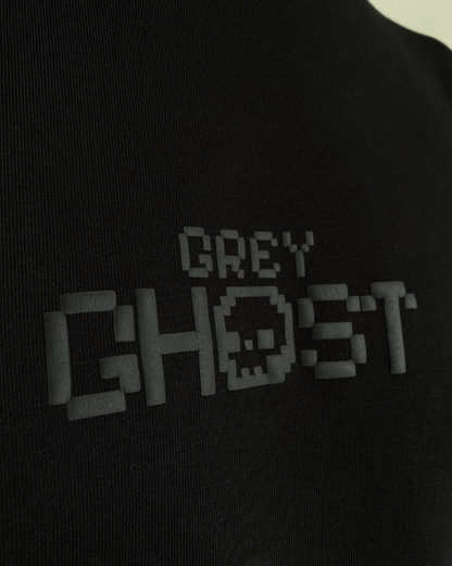 GREY GHOST | Luxe Puff Print Oversized Black Tee