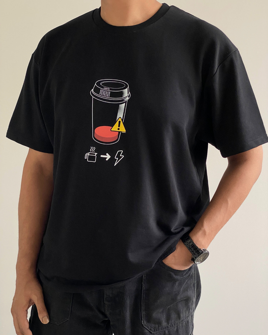 NO COFFEE, NO CHARGE | Unisex Luxe Oversized Black Tee