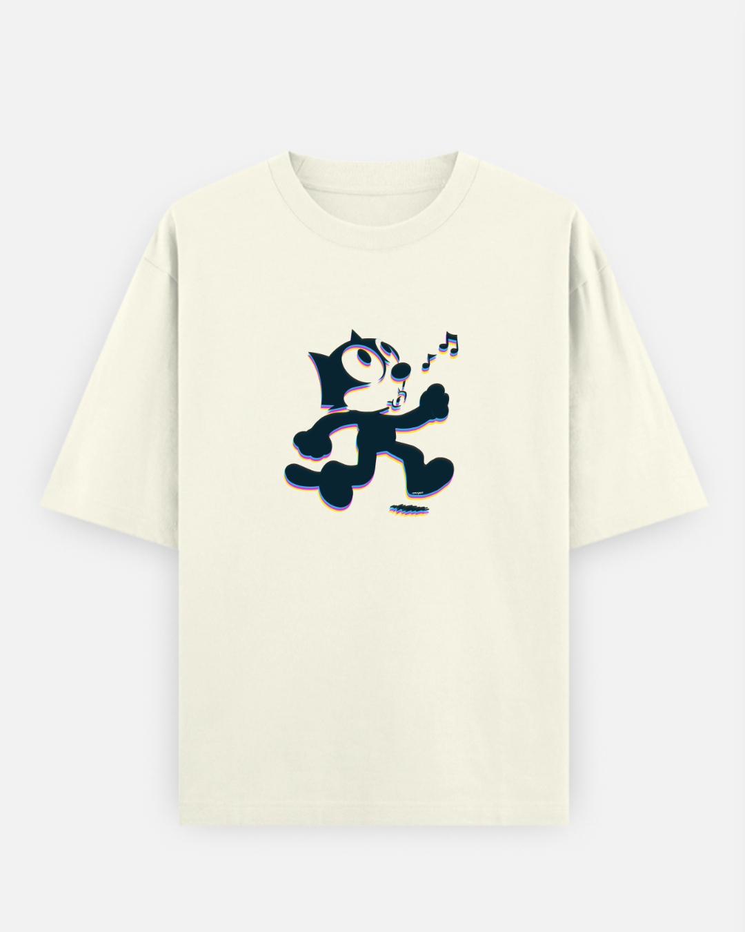 WHISTLING FELIX CAT | Comfort Oversized Off White Tee