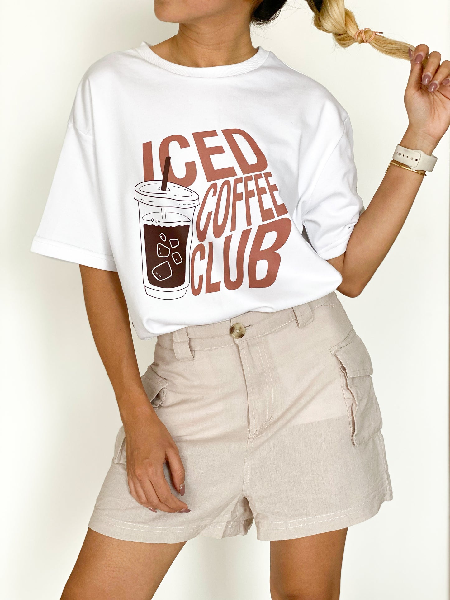 ICED COFFEE CLUB | Unisex Luxe Oversized White Tee
